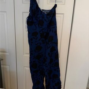 kate spade Royal Blue Jumpsuit with Black Floral Print